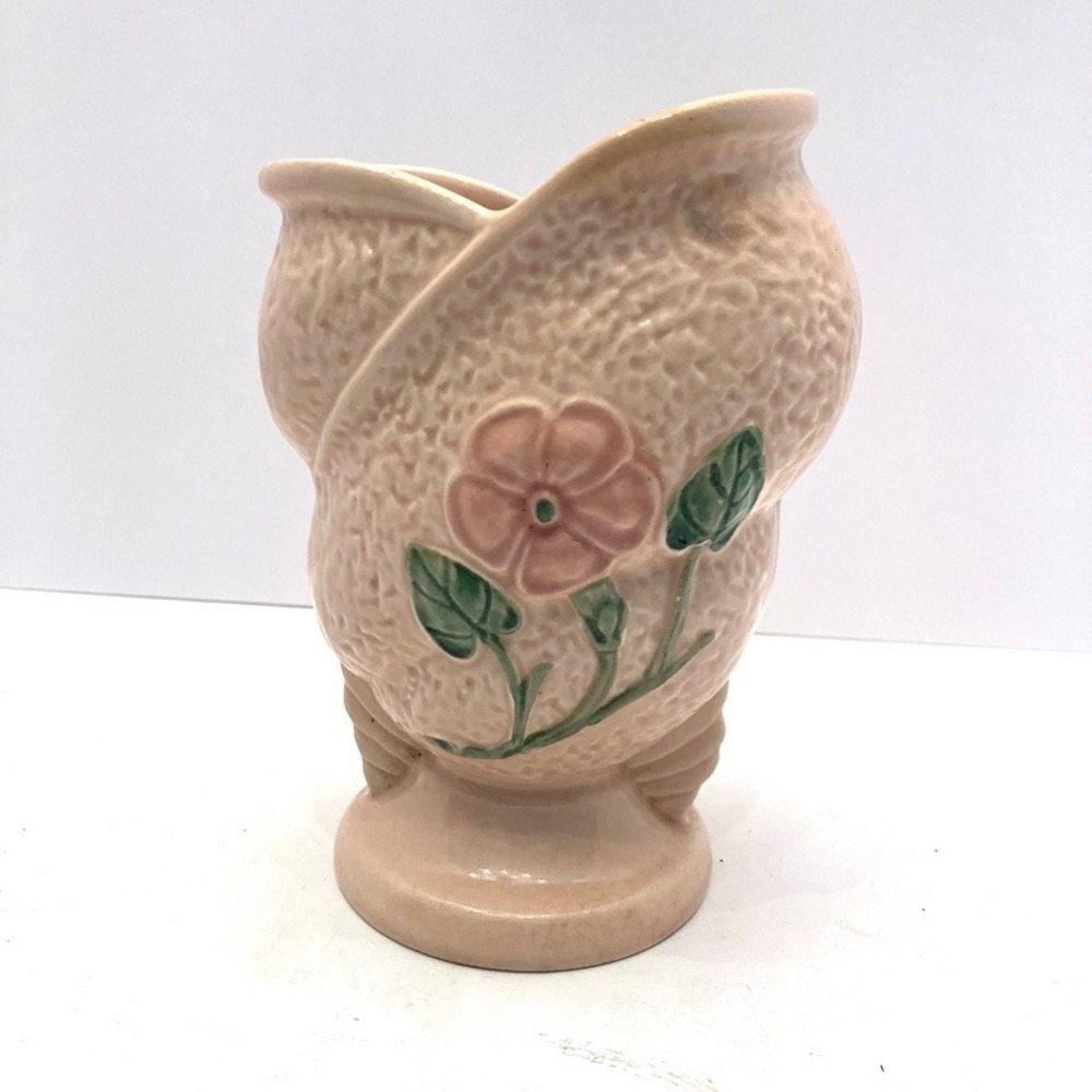 Hull Art Pottery Pink Floral Vase 6-1/2" Made in USA Marked 5-6 Vintage